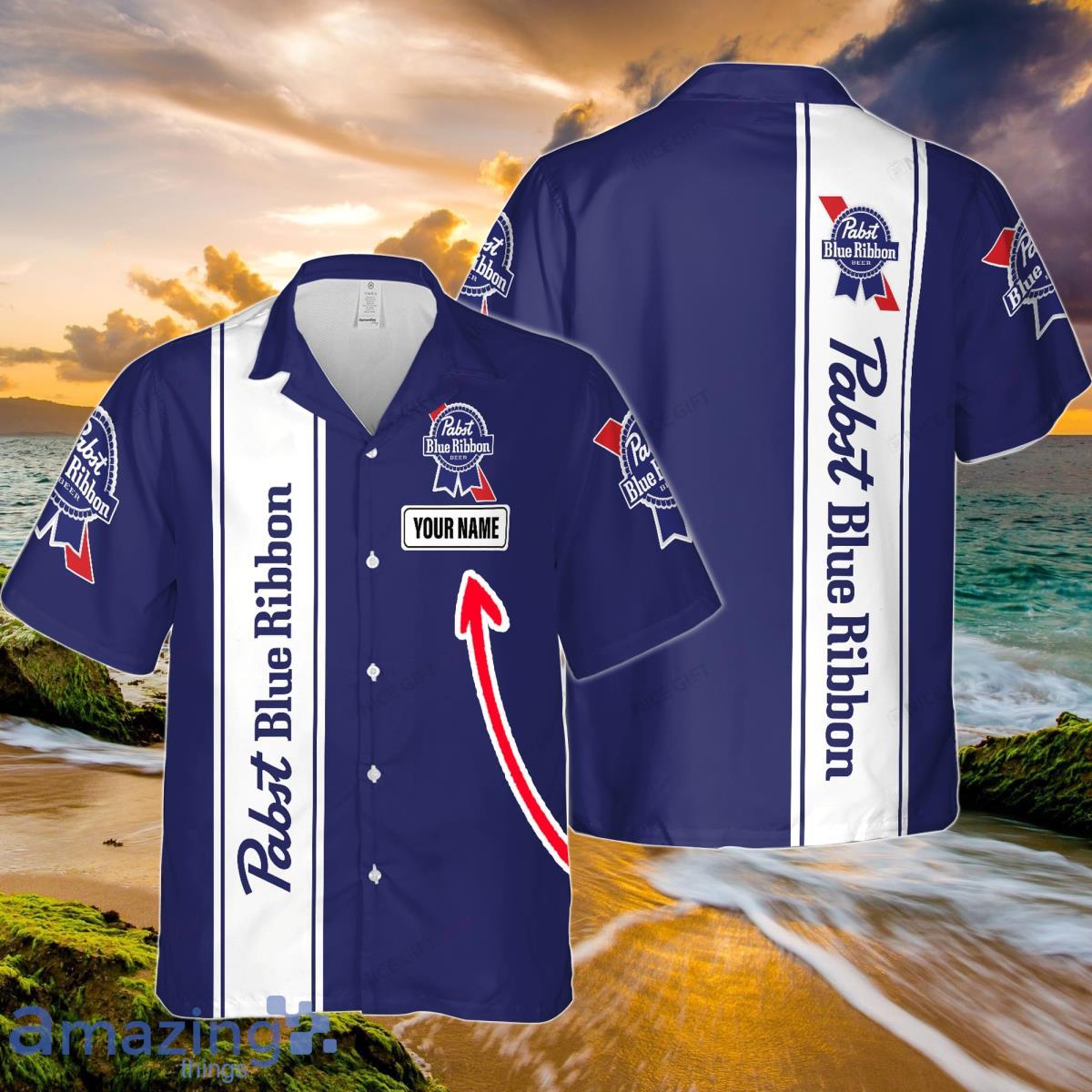 Pabst Blue Ribbon Custom Name Hawaiian Shirt Style Gift For Men And Women Product Photo 1