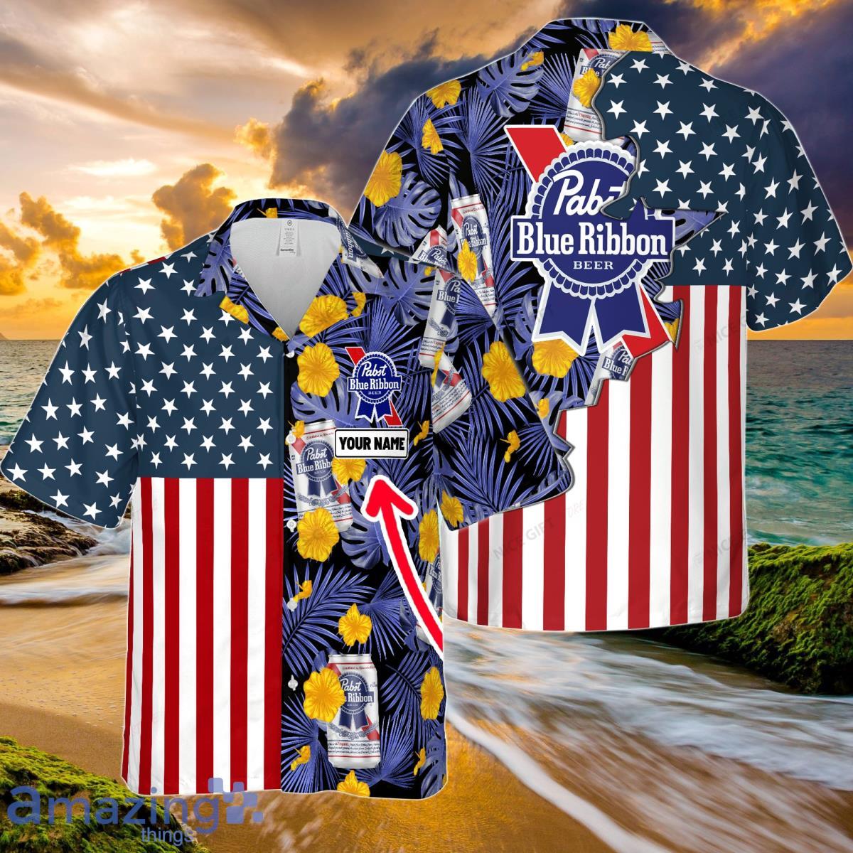 Pabst Blue Ribbon Custom Name Hawaiian Shirt Unique Gift For Men And Women Product Photo 1