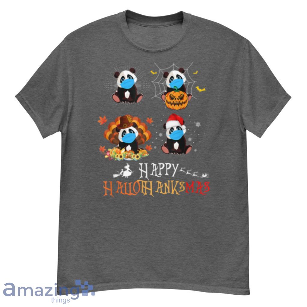 Panda Happy Hallothanksmas Halloween Thanksgiving Christmas T Shirt Product Photo 1
