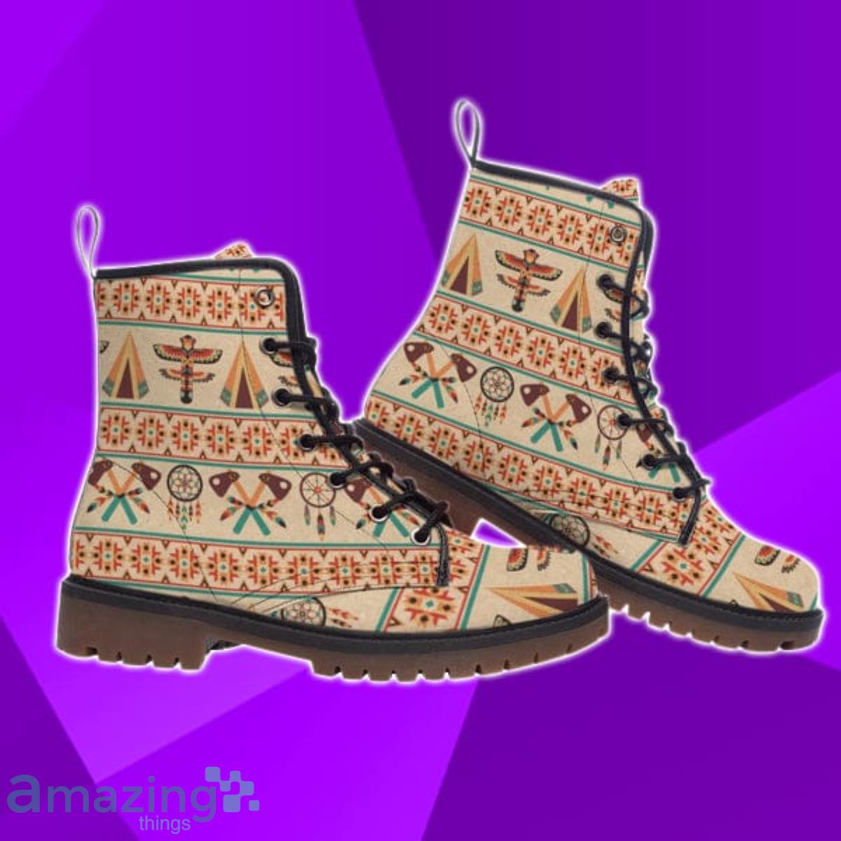 Pattern Native Leather Boots Unique Gift Women Product Photo 1