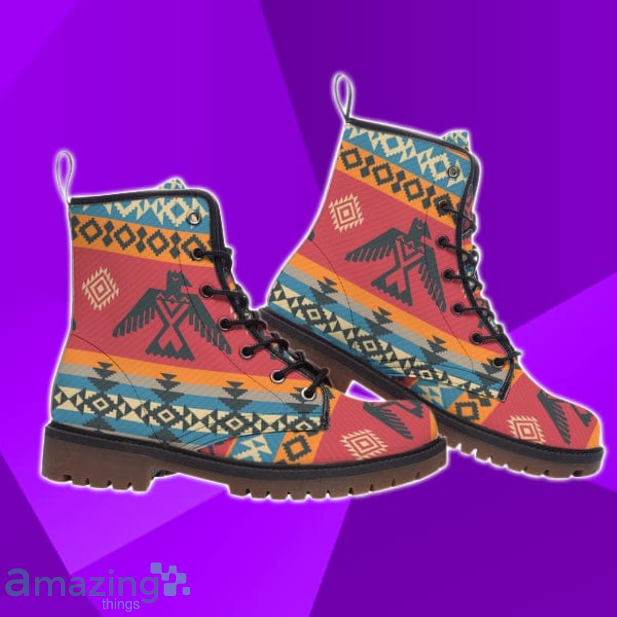 Pattern Native Leather Martin Short Boots YEw Product Photo 1