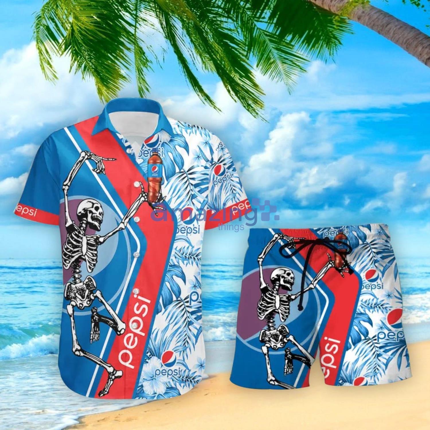 Pepsi Skeleton Dancing Happy Hawaiian Shirt And Shorts Halloween Gift Summer Gift Product Photo 1 Pepsi Skeleton Dancing Happy Hawaiian Shirt And Shorts Halloween Gift Summer Gift Product Photo 1