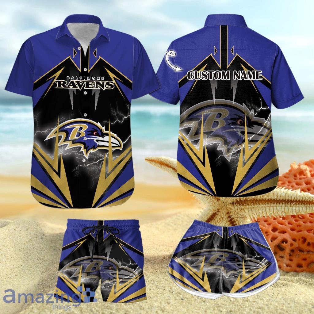 Baltimore Ravens Custom Name NFL Hawaiian Shirt And Shorts Gift