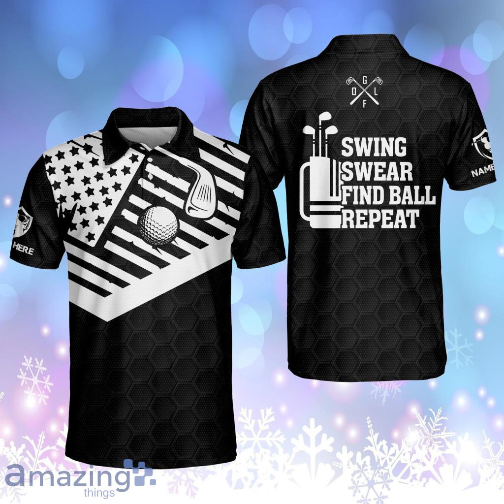 Personalized Funny Golf Shirts For Men Swing Swear Find Ball Repeat Golf Polo Shirt Product Photo 1 Personalized Funny Golf Shirts For Men Swing Swear Find Ball Repeat Golf Polo Shirt Product Photo 1