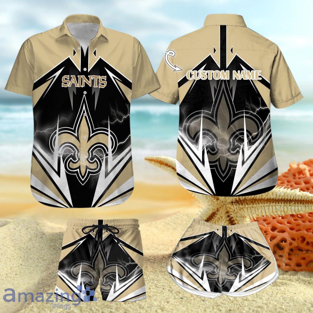 New Orleans Saints Men Summer Hawaiian Outfit 2 Piece Button Down