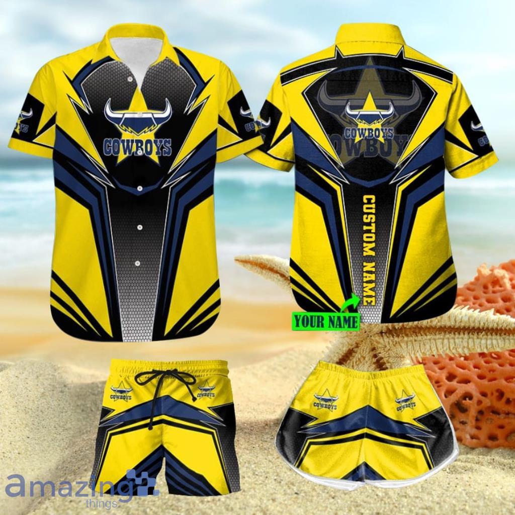 Personalized North Queensland Cowboys Hawaiian Shirt And Shorts Nrl Hawaii  Lightning Gift For Men And Women