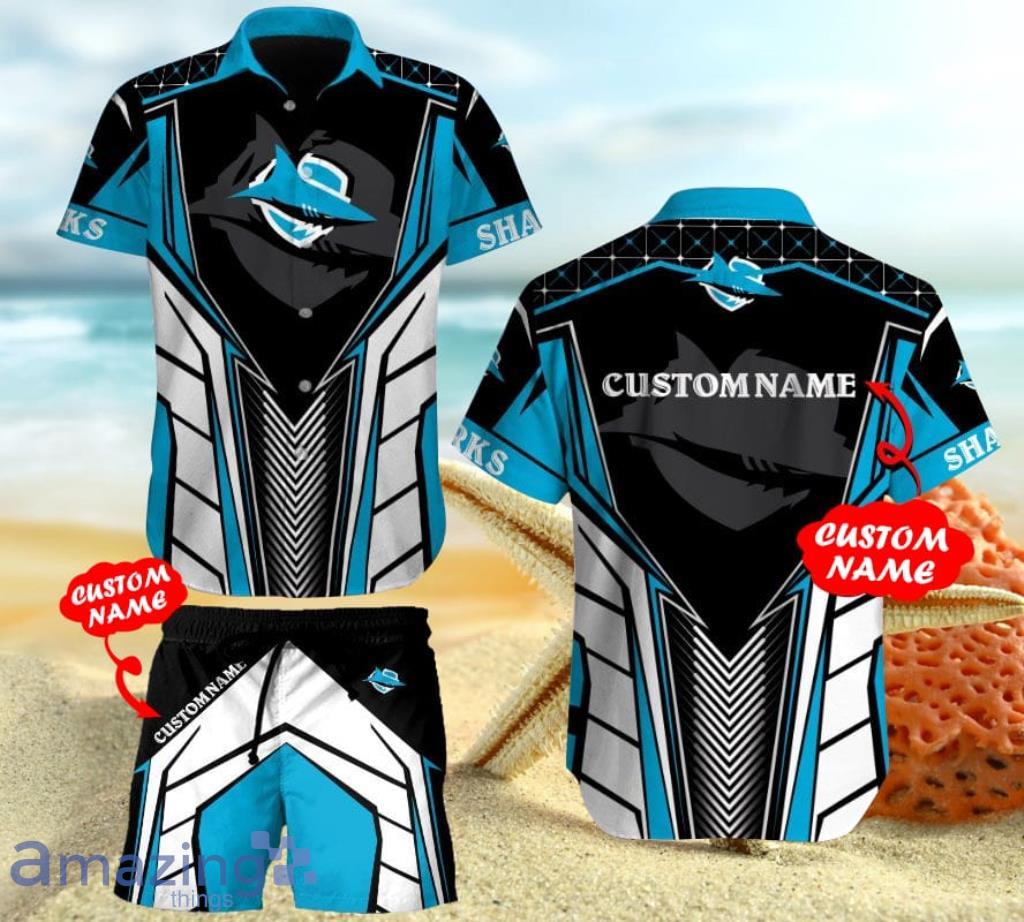 Personalized NRL Cronulla-Sutherland Sharks Team Hawaiian Shirt And Shorts Gift For Men And Women Product Photo 1 Personalized NRL Cronulla-Sutherland Sharks Team Hawaiian Shirt And Shorts Gift For Men And Women Product Photo 1
