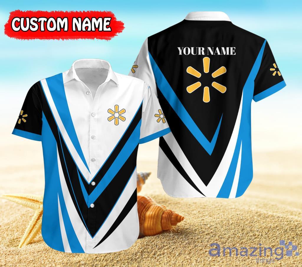 Personalized Walmart Logo Black And Blue White Hawaiian Shirt For Men And Women Product Photo 1