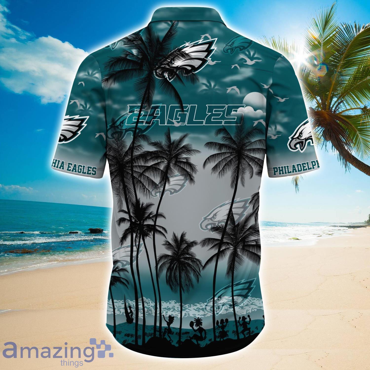 Philadelphia Eagles Button-Down Shirts Hawaiian Beach Shirts Casual Short  Sleeve