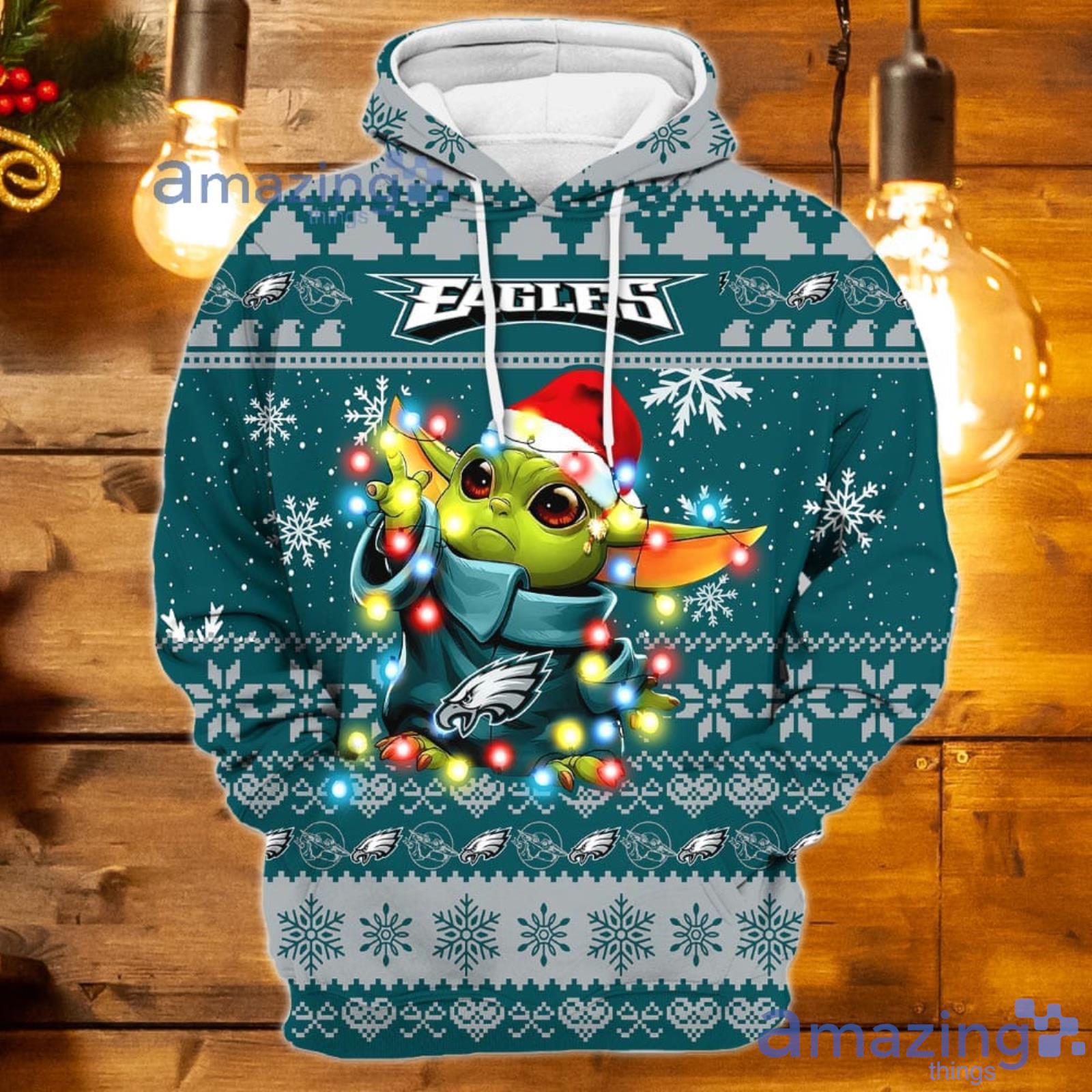 Philadelphia Eagles Baby Yoda Star Wars Lover 3D Hoodie Christmas