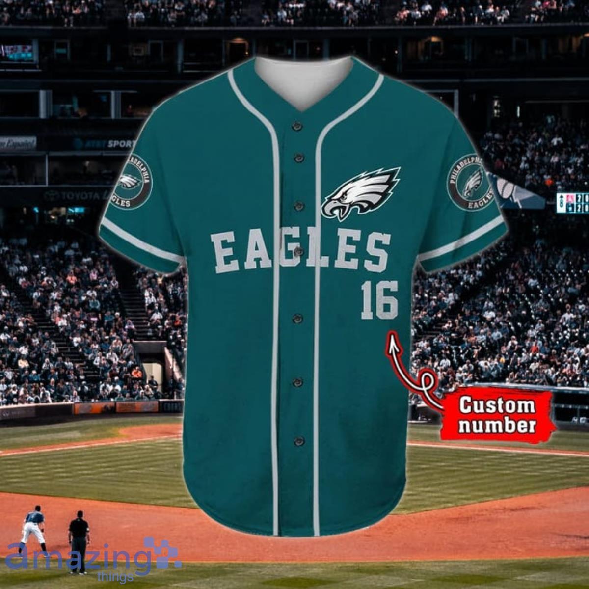 Philadelphia Eagles Custom Name And Number Baseball Jersey NFL Shirt Fan  Gifts