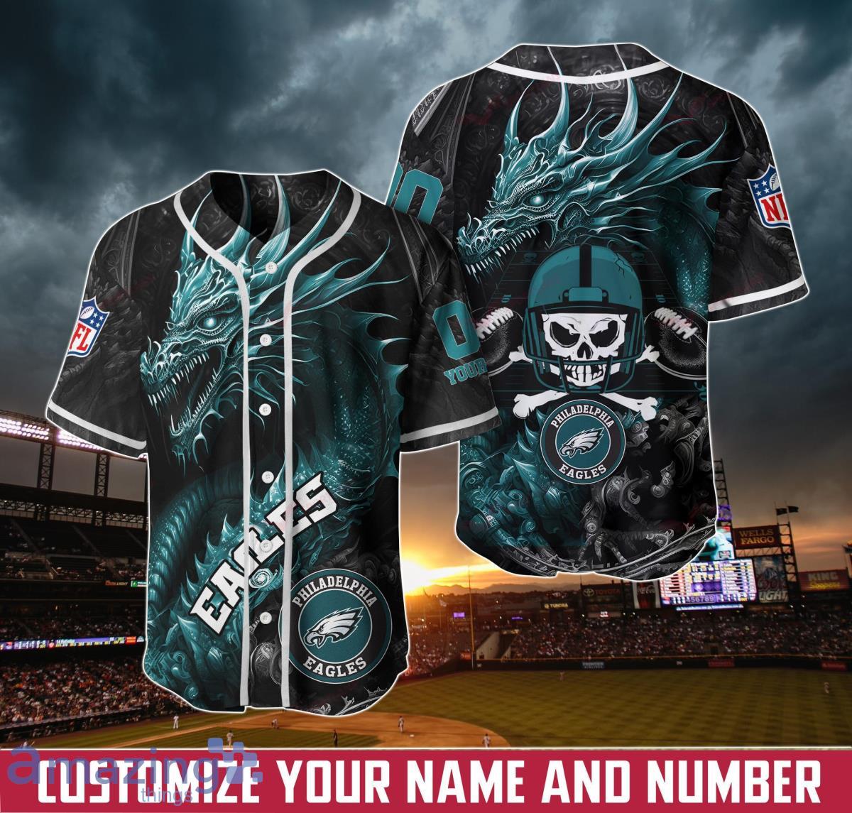Philadelphia Eagles Personalized Name And Number NFL 3D Baseball Jersey  Shirt For Fans