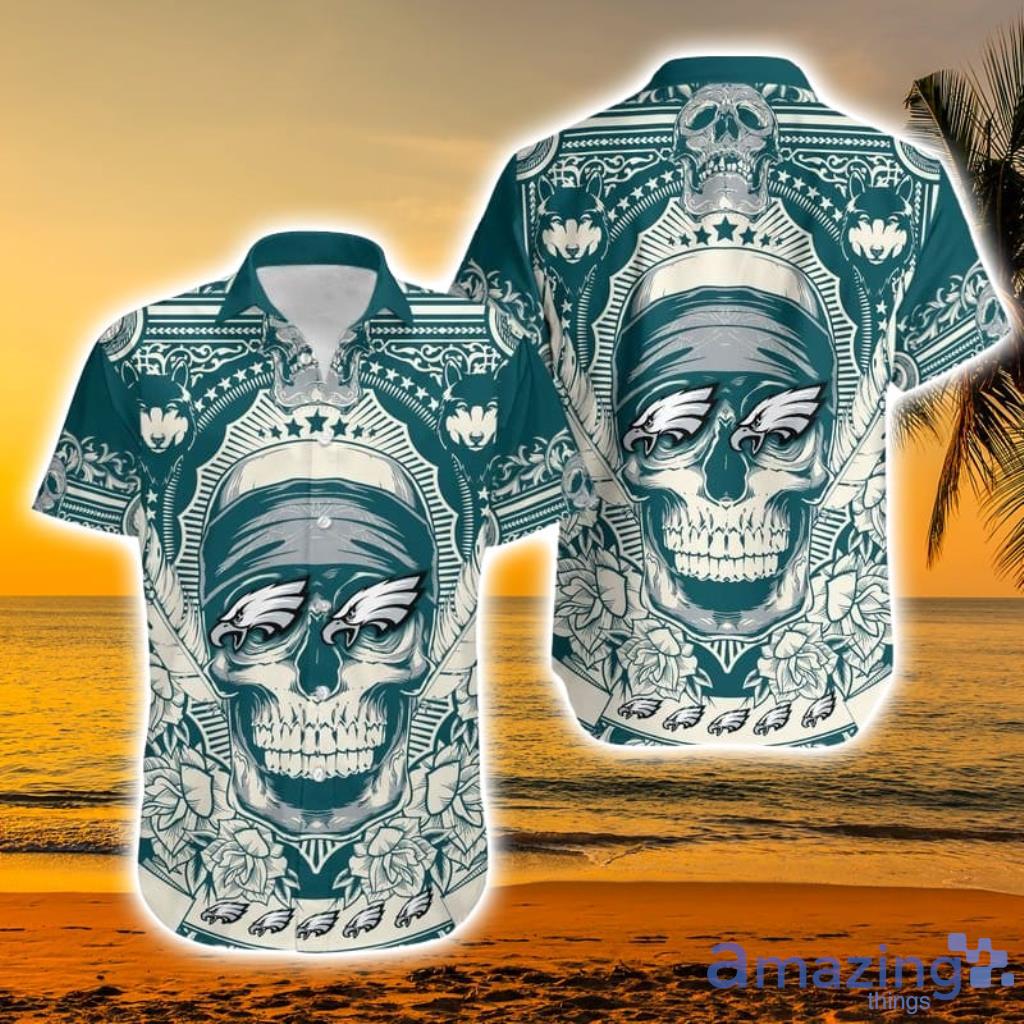 NFL Philadelphia Eagles Skull Design 3D Printed T-Shirt - The