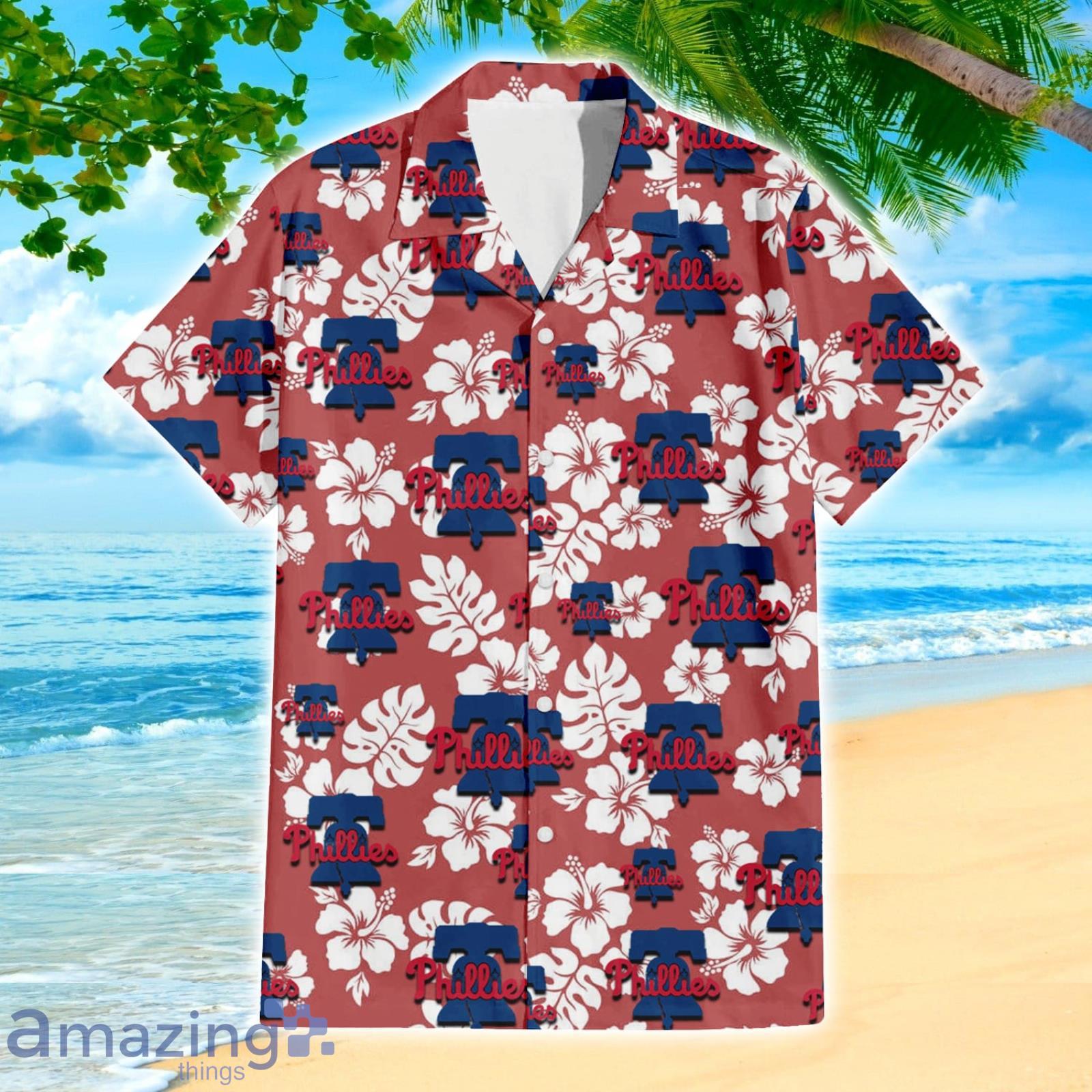 Philadelphia Phillies Sport Fans Hibiscus All Over Print 3D Hawaiian Shirt image Philadelphia Phillies Sport Fans Hibiscus All Over Print 3D Hawaiian Shirt Product Photo 2