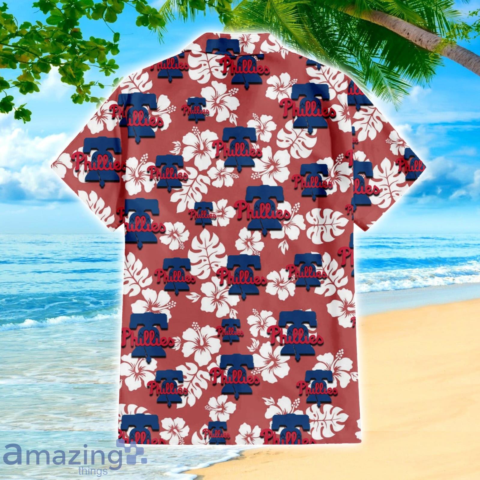 Philadelphia Phillies Sport Fans Hibiscus All Over Print 3D Hawaiian Shirt image Philadelphia Phillies Sport Fans Hibiscus All Over Print 3D Hawaiian Shirt Product Photo 3