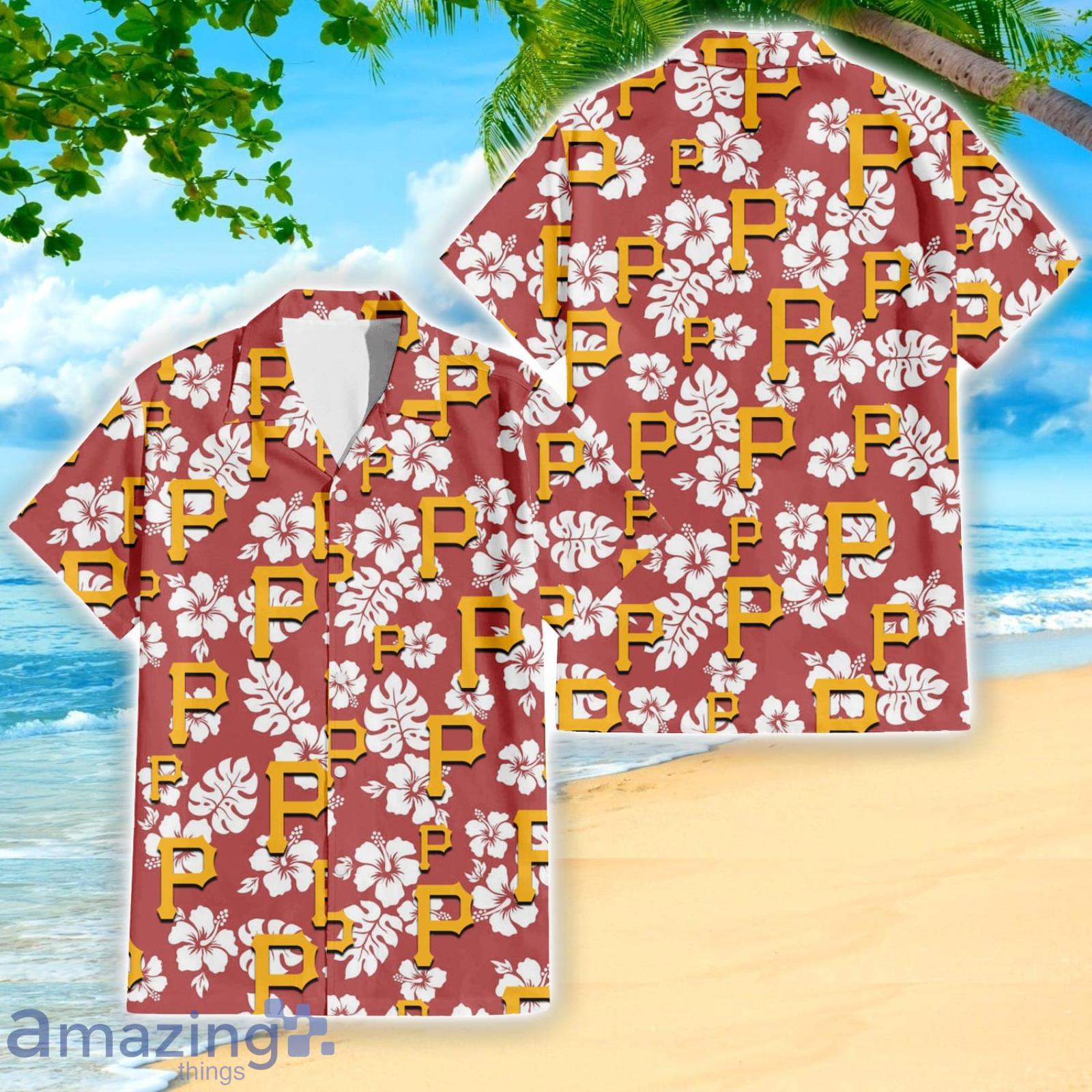 Pittsburgh Pirates Sport Fans Hibiscus All Over Print 3D Hawaiian Shirt Product Photo 1