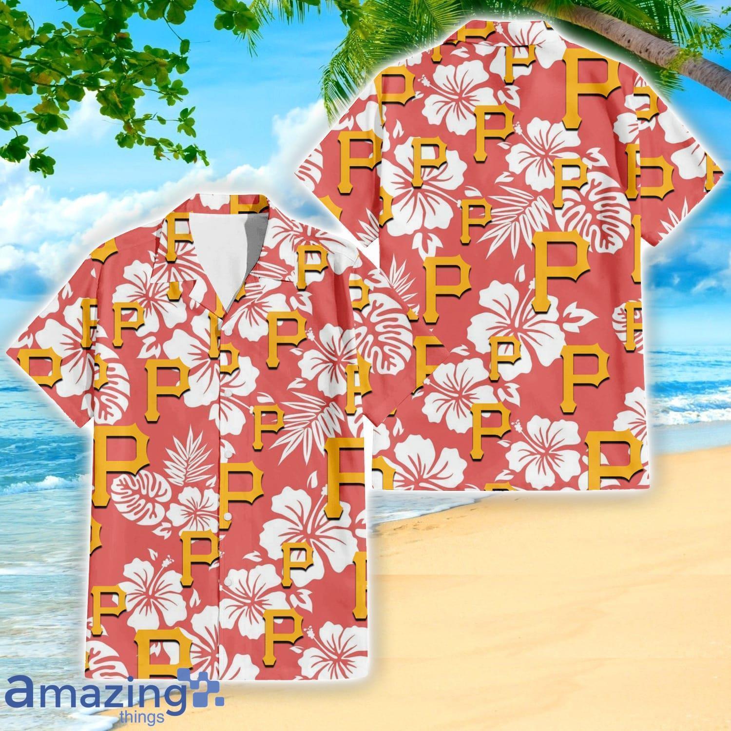 Pittsburgh Pirates White Hibiscus Pattern 3D Hawaiian Shirt For Fans image Pittsburgh Pirates White Hibiscus Pattern 3D Hawaiian Shirt For Fans Product Photo 3