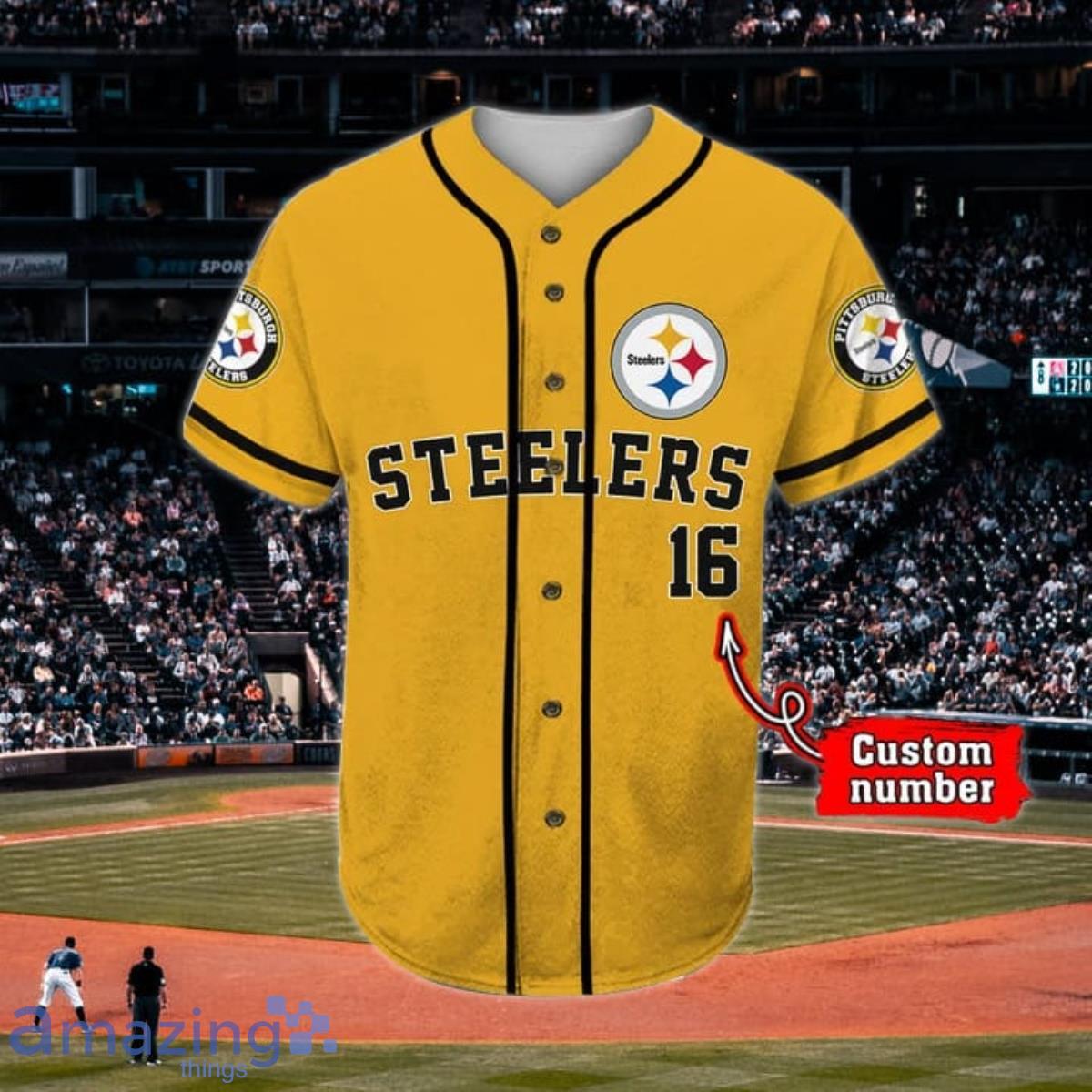 Pittsburgh Steelers Custom Name And Number Baseball Jersey NFL