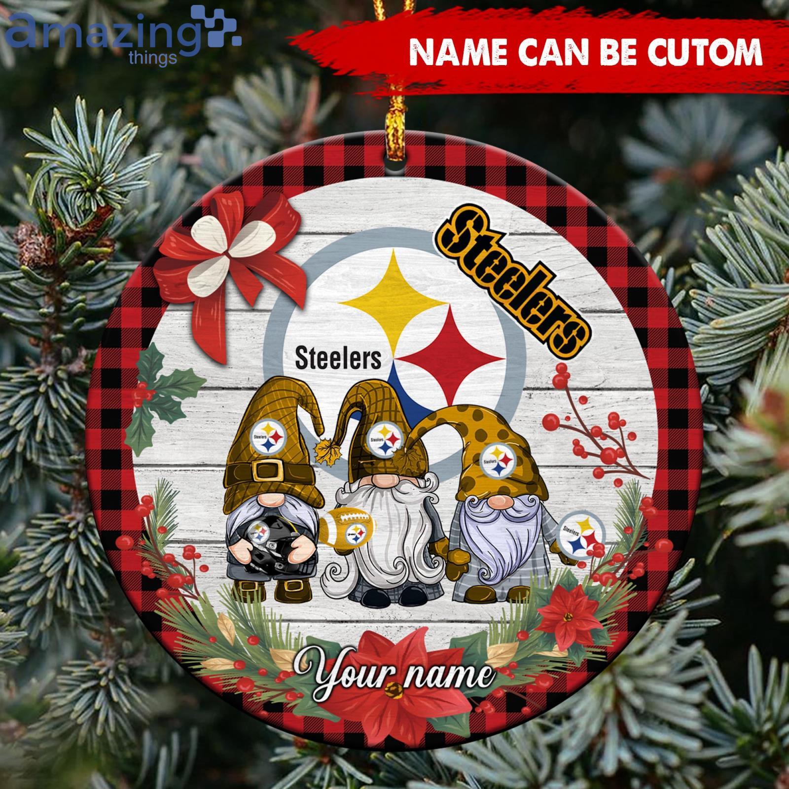 Pittsburgh Steelers NFL Cute Gnome Christmas Ornament Custom Name