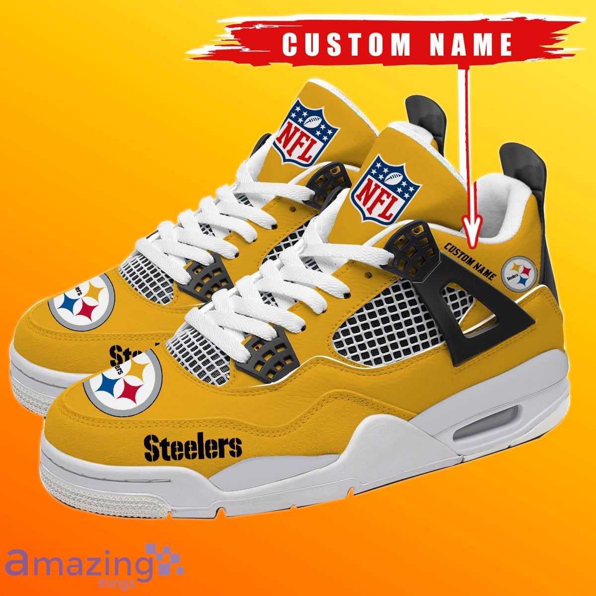 Pittsburgh Steelers Personalized Name NFL Air Jordan 4 Trending Sneaker  Special Gift For Fans