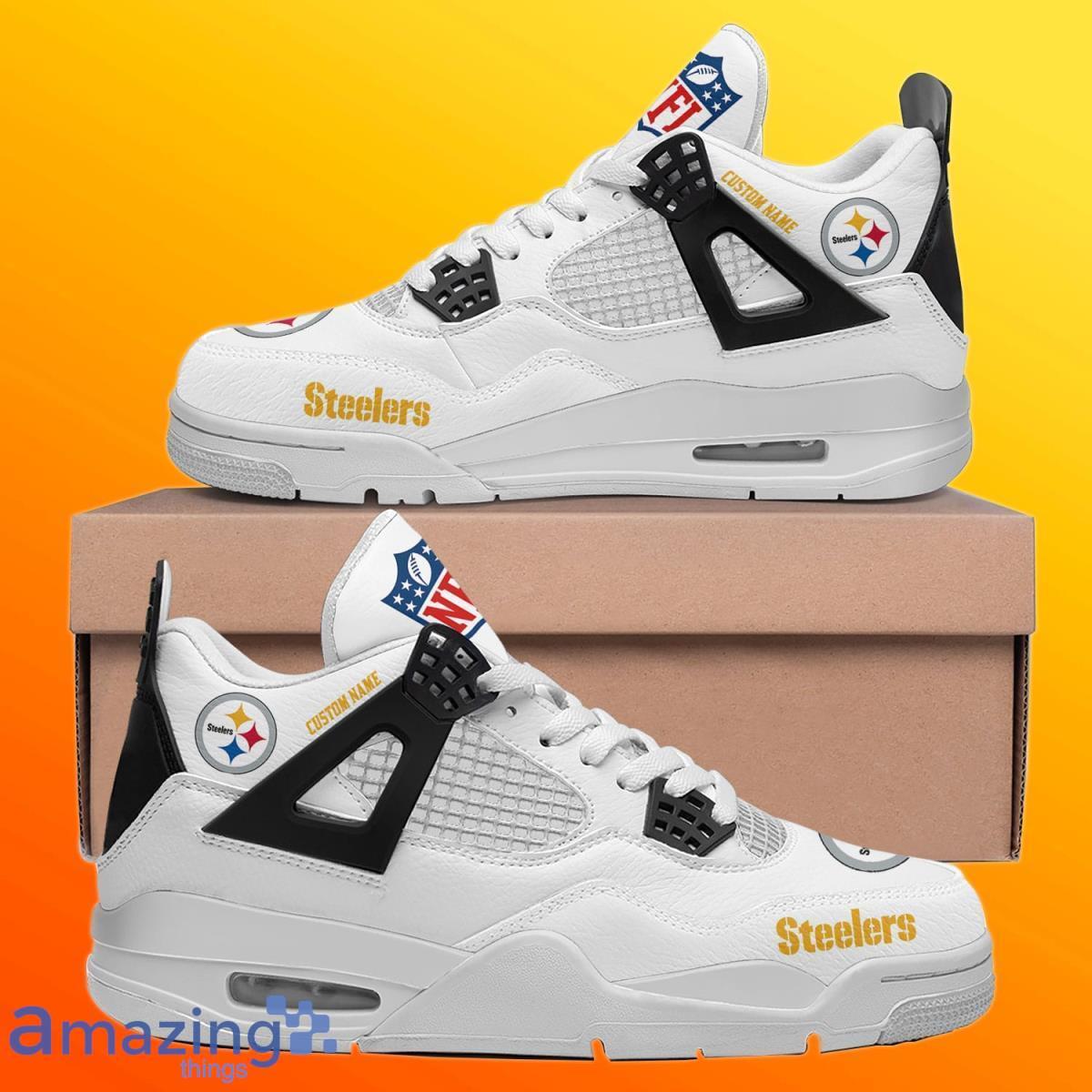 Pittsburgh Steelers Personalized Name NFL Air Jordan 4 Trending Sneaker Style Gift For Fans Product Photo 1