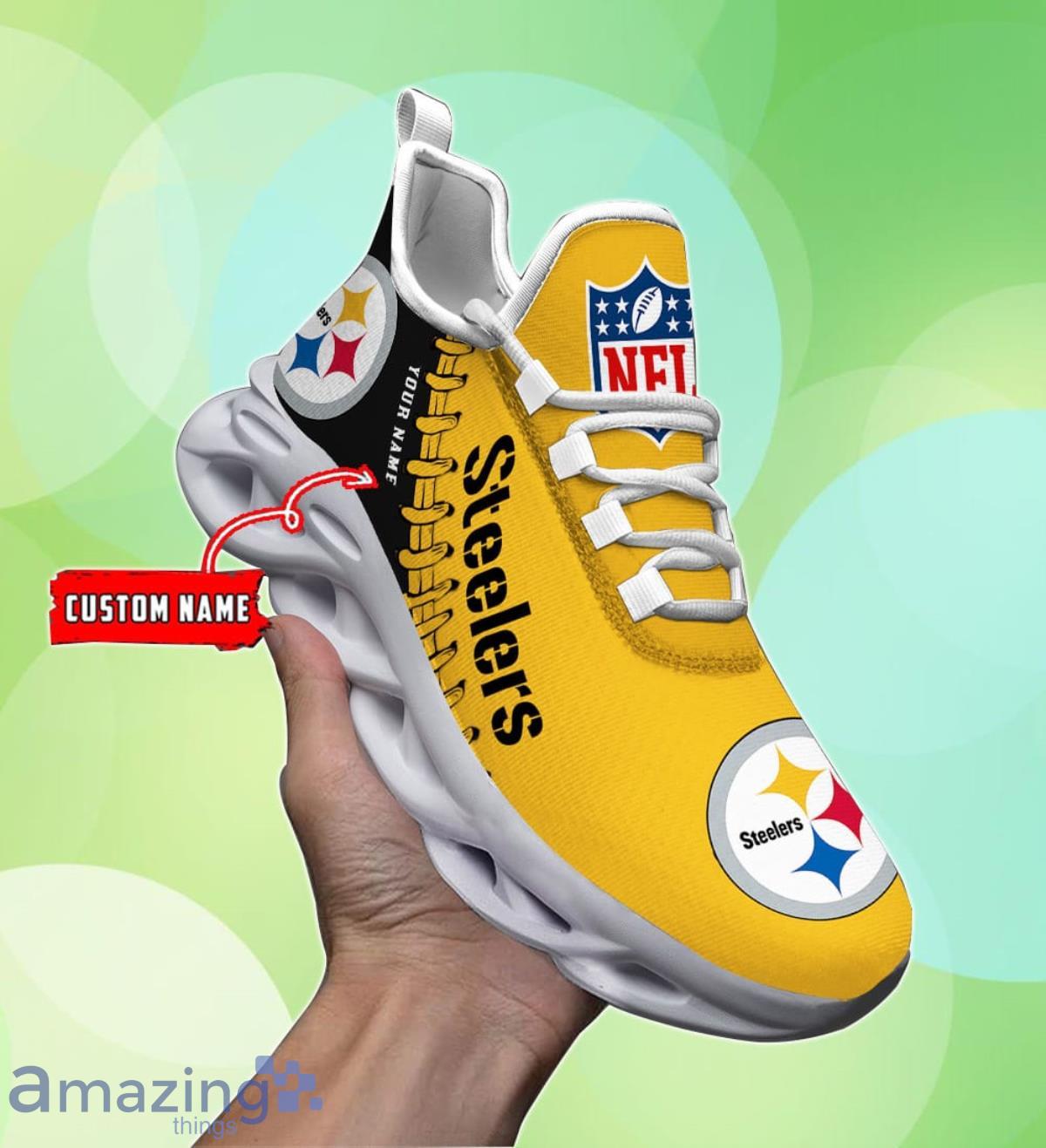 Custom Name Pittsburgh Steelers Sneakers Max Soul Shoes For Men And Women  NFL Fans