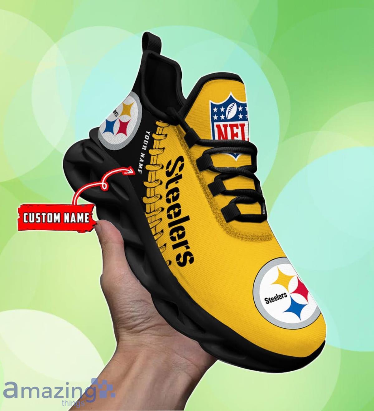 Pittsburgh Steelers Personalized Name NFL Max Soul Shoes Men And Women For  Fans