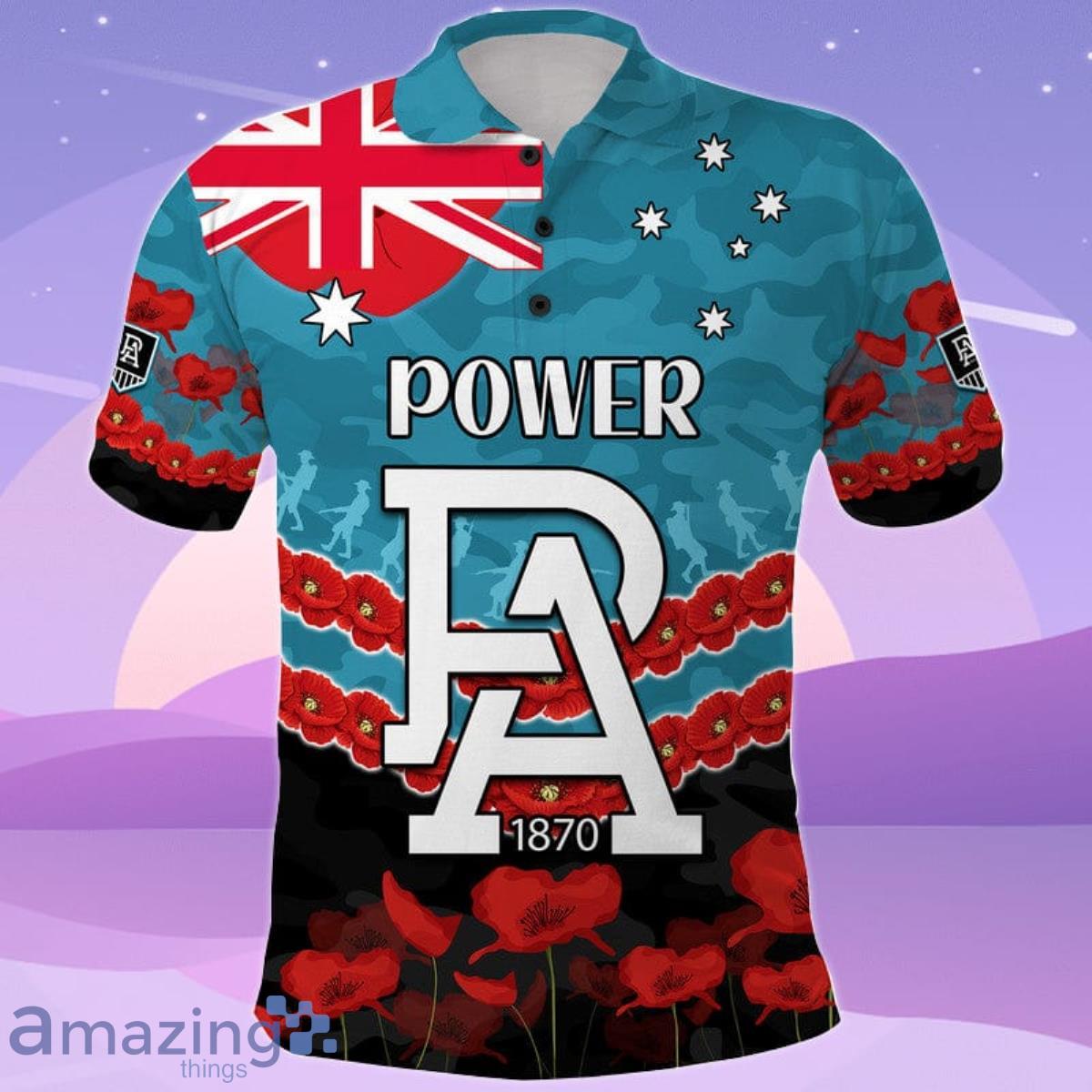 Port Adelaide Power Football ANZAC Polo Shirt Lest We Forget Product Photo 1