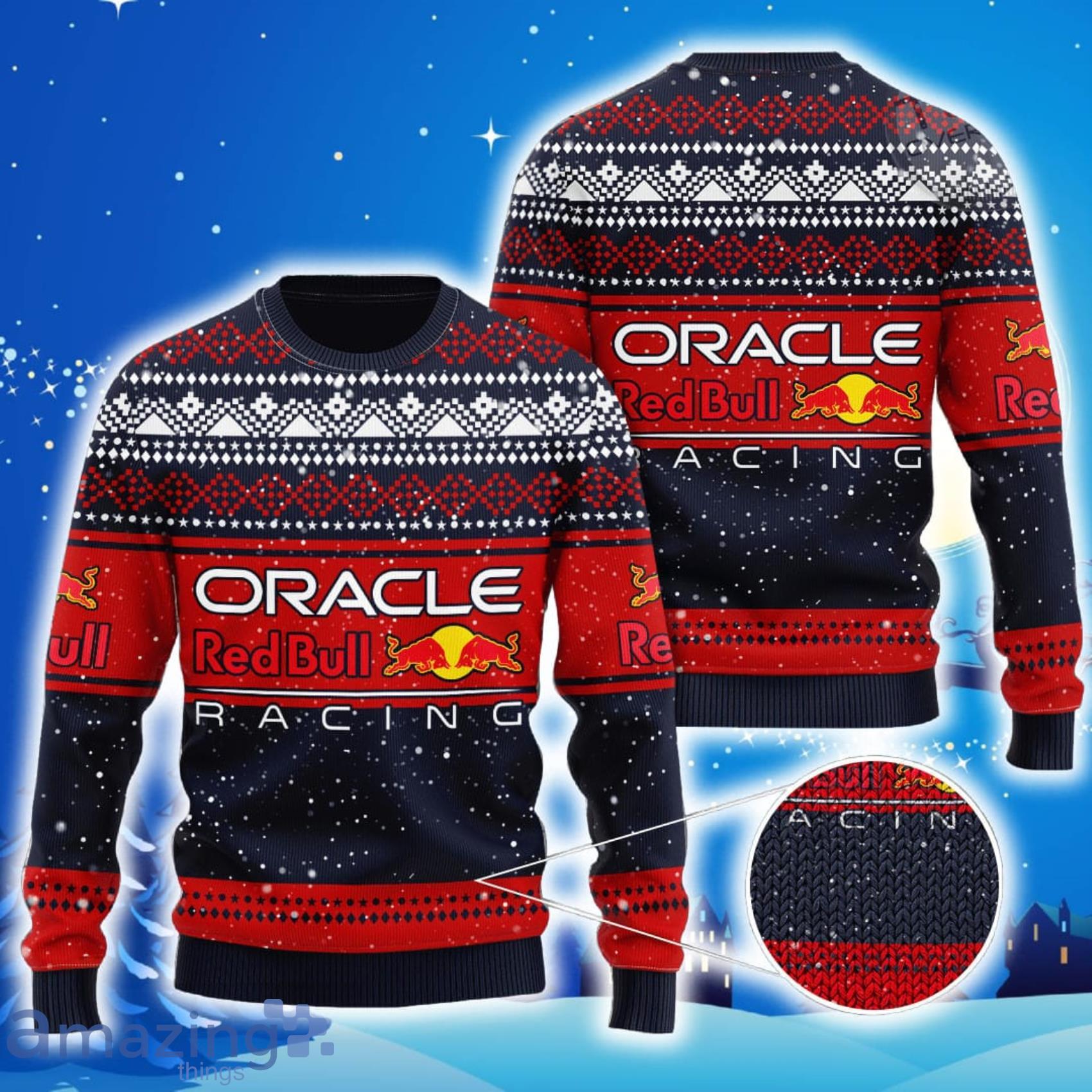 Red Bull All Over Print Christmas Knitting Ugly Sweater Product Photo 1