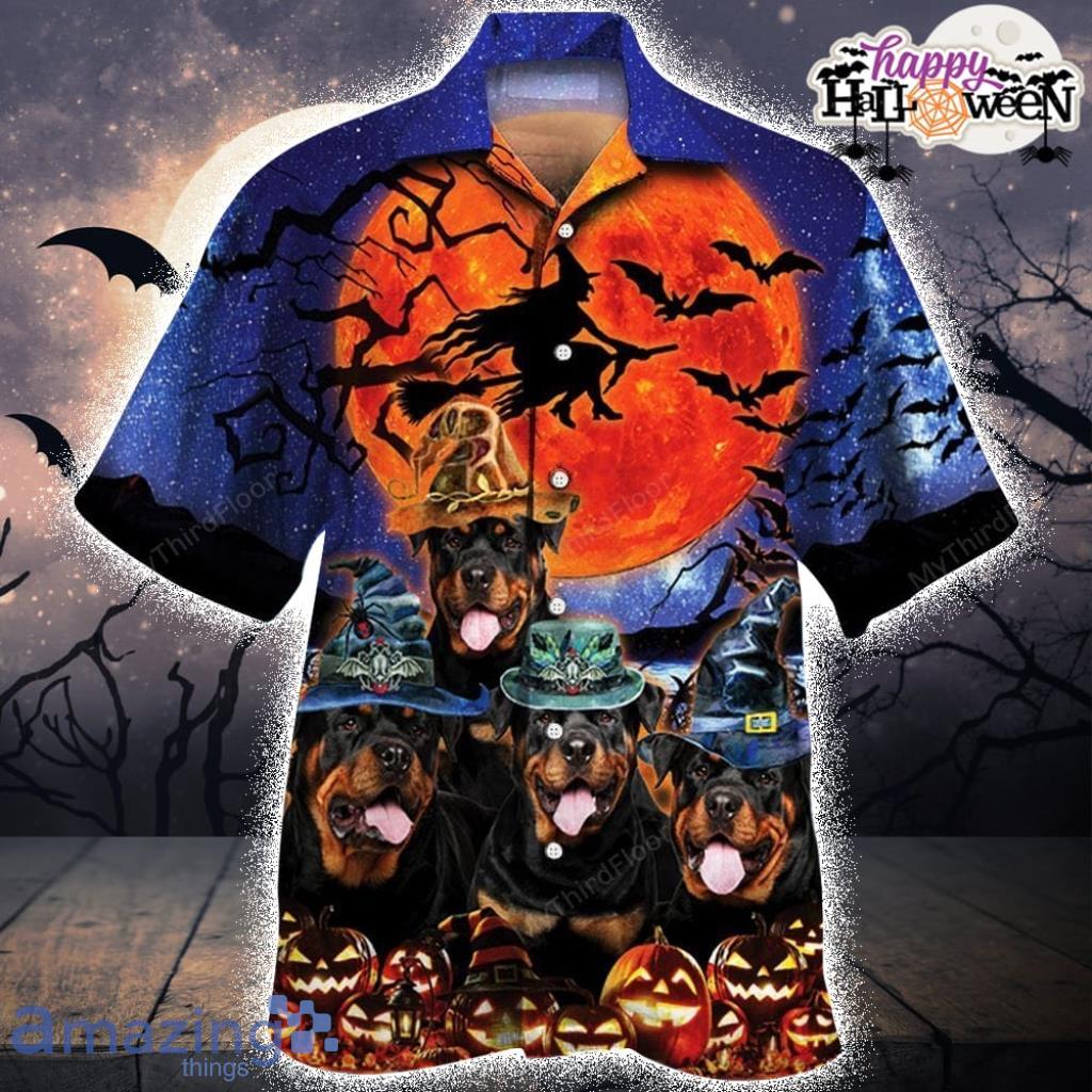 Rottweiler Dog Lovers Halloween Night Tropical Hawaiian Shirt Product Photo 1