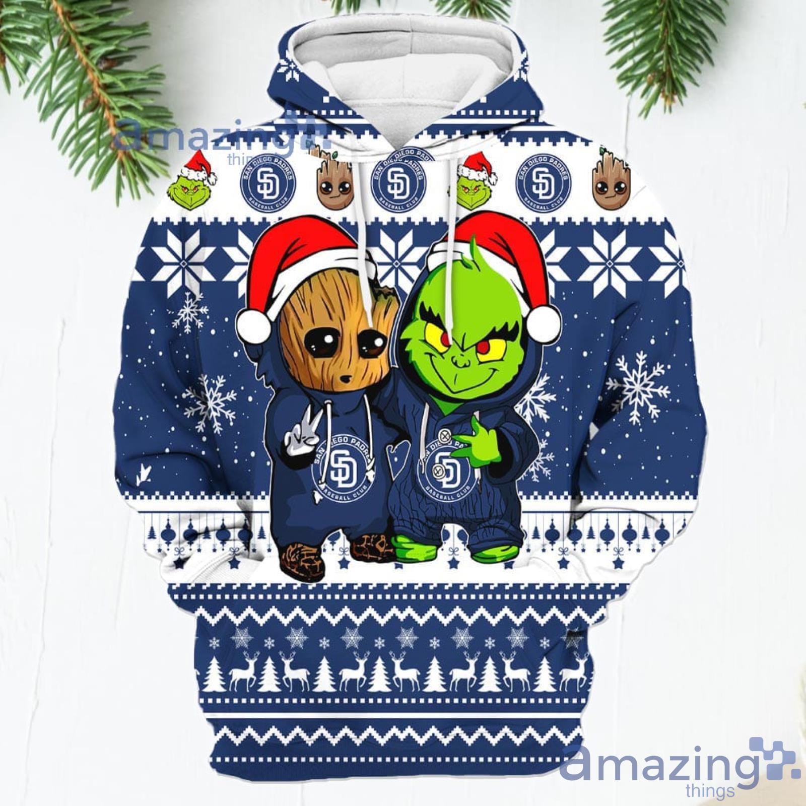 San Diego Padres Baby Groot And Grinch Best Friends New Trends Christmas Gift 3D Hoodie For Men And Women image San Diego Padres Baby Groot And Grinch Best Friends New Trends Christmas Gift 3D Hoodie For Men And Women Product Photo 2