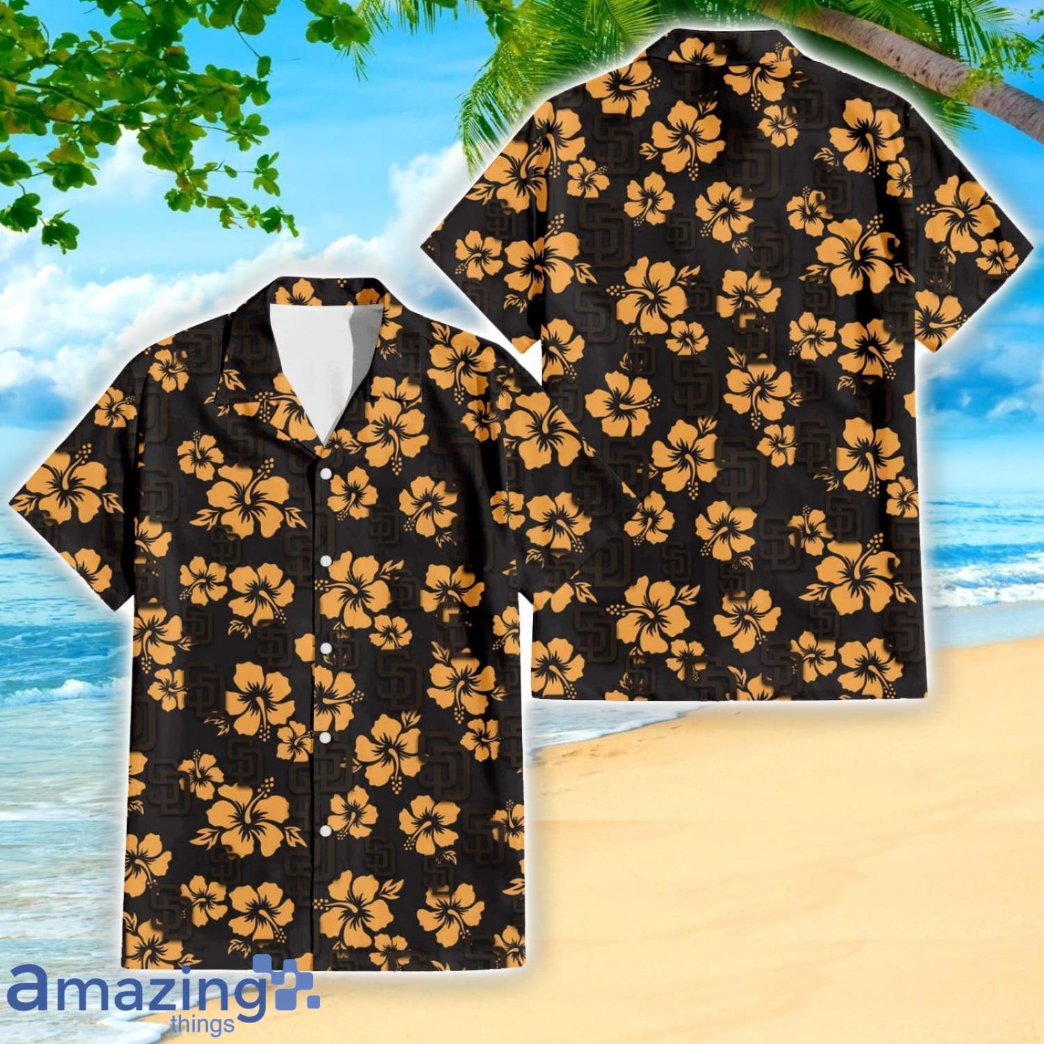 San Diego Padres Yellow Hibiscus Tropical Hawaiian Shirt For Fans image San Diego Padres Yellow Hibiscus Tropical Hawaiian Shirt For Fans Product Photo 3