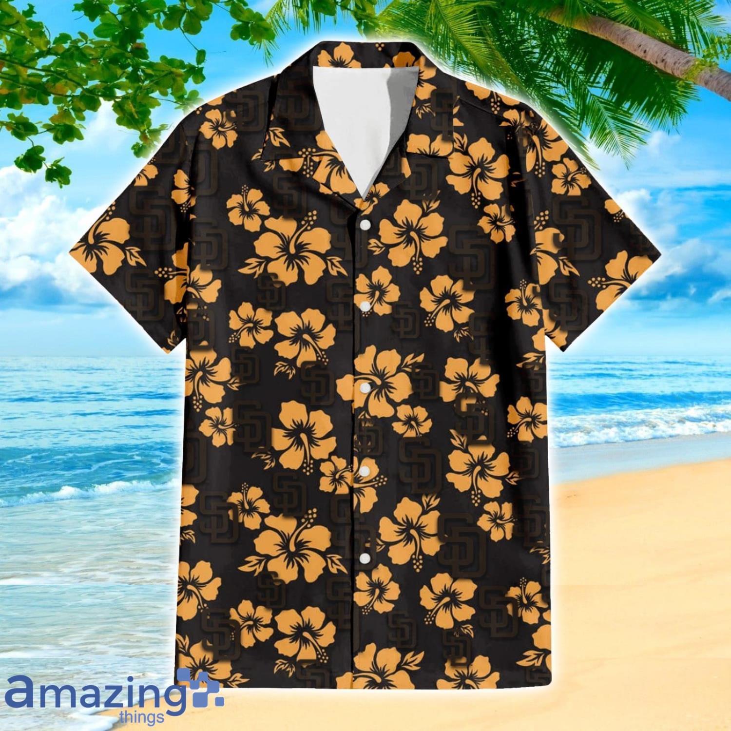San Diego Padres Yellow Hibiscus Tropical Hawaiian Shirt For Fans image San Diego Padres Yellow Hibiscus Tropical Hawaiian Shirt For Fans Product Photo 4