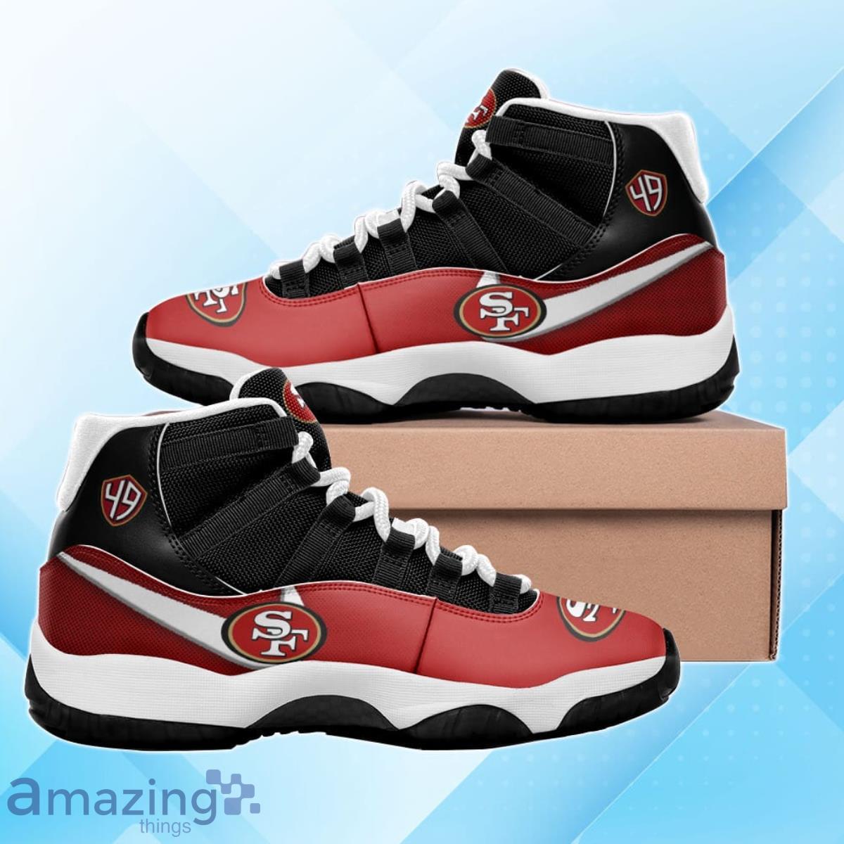 San Francisco 49ers Air Jordan 11 Sneakers Impressive Gift For Men And Women Fans image San Francisco 49ers Air Jordan 11 Sneakers Impressive Gift For Men And Women Fans Product Photo 3