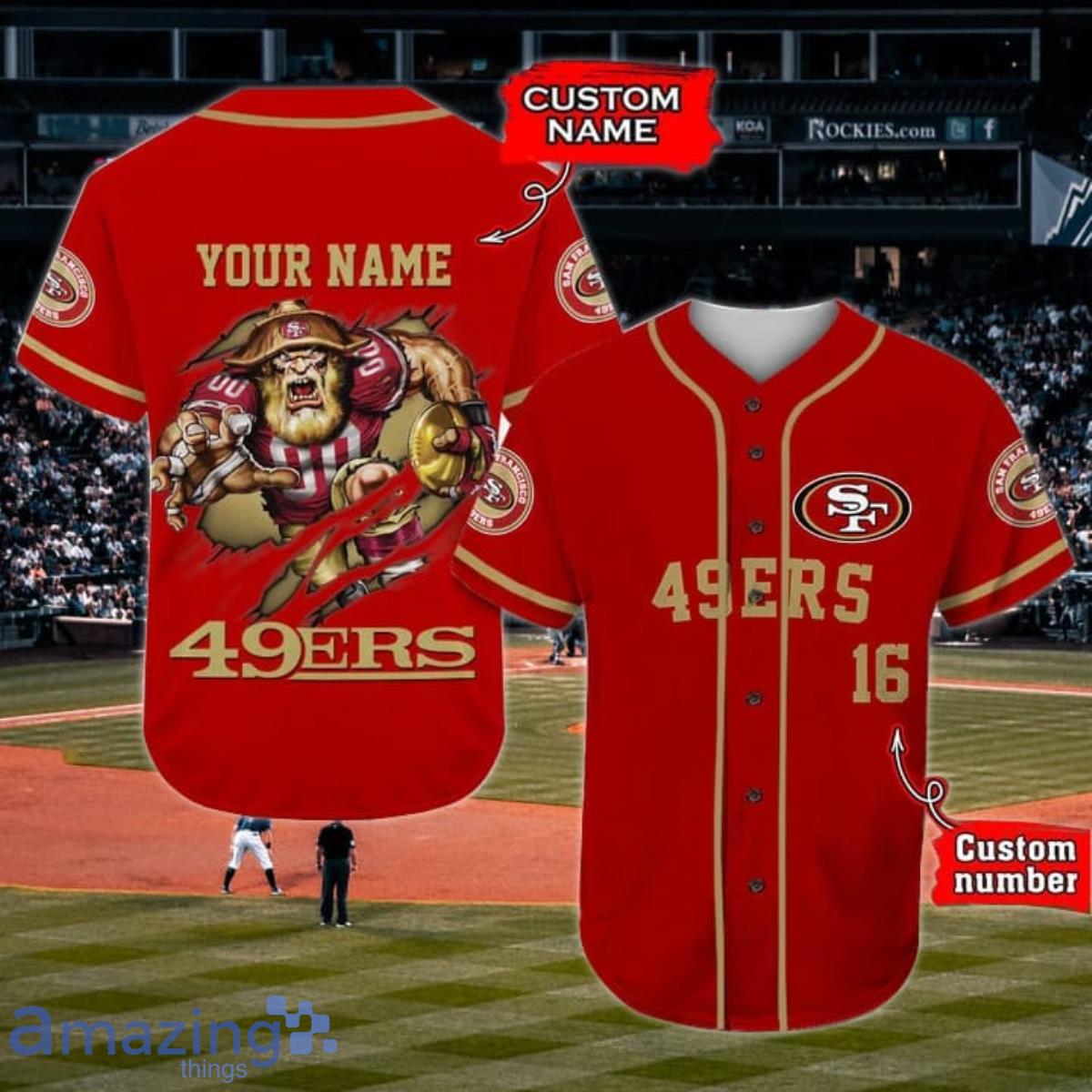 San Francisco 49ers Custom Name Baseball Jersey NFL Shirt Best Gift For Fans