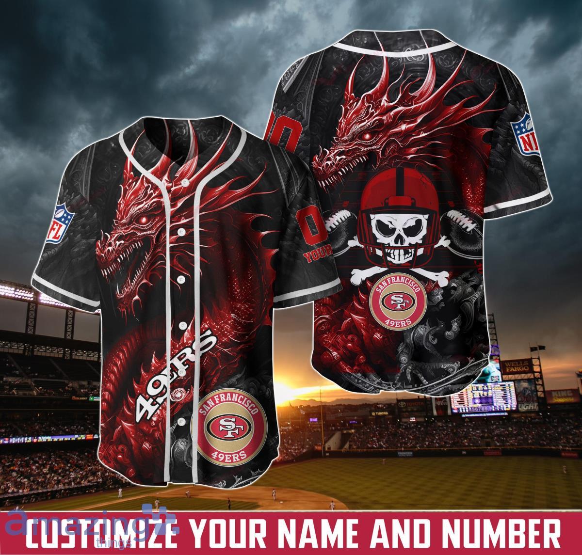 San Francisco 49ers Personalized Name And Number NFL 3D Baseball Jersey  Shirt For Fans