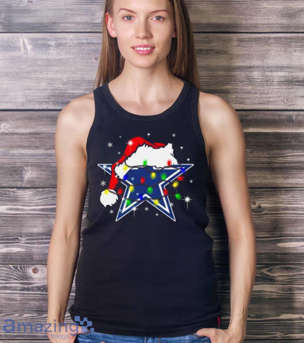 Santa Dallas Cowboys Logo Lights Christmas Shirt