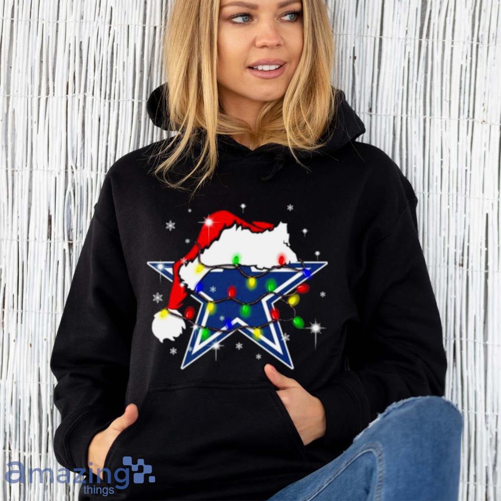 Santa Dallas Cowboys Logo Lights Christmas Shirt