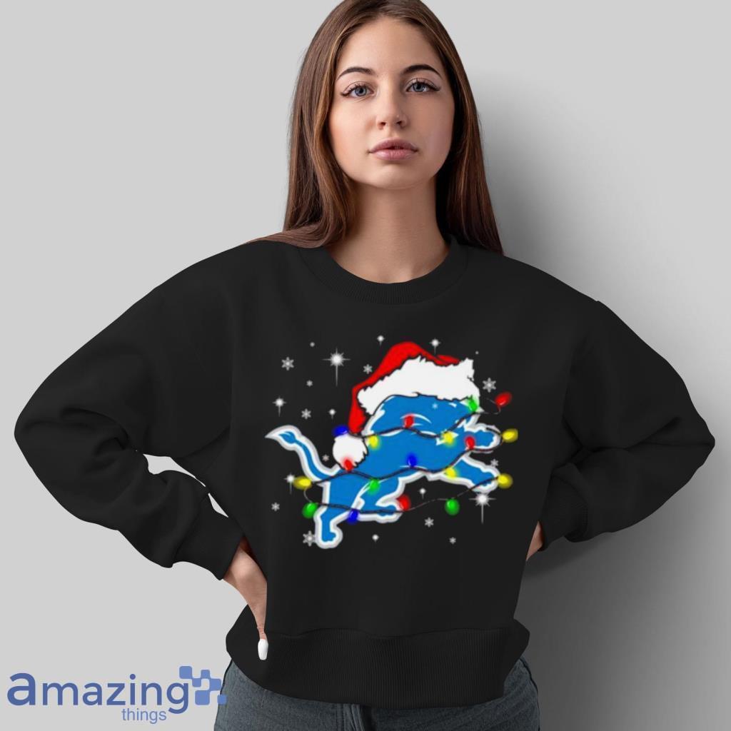 Detroit Lions Santa Hat Christmas Light Shirt, hoodie, sweater, long sleeve  and tank top