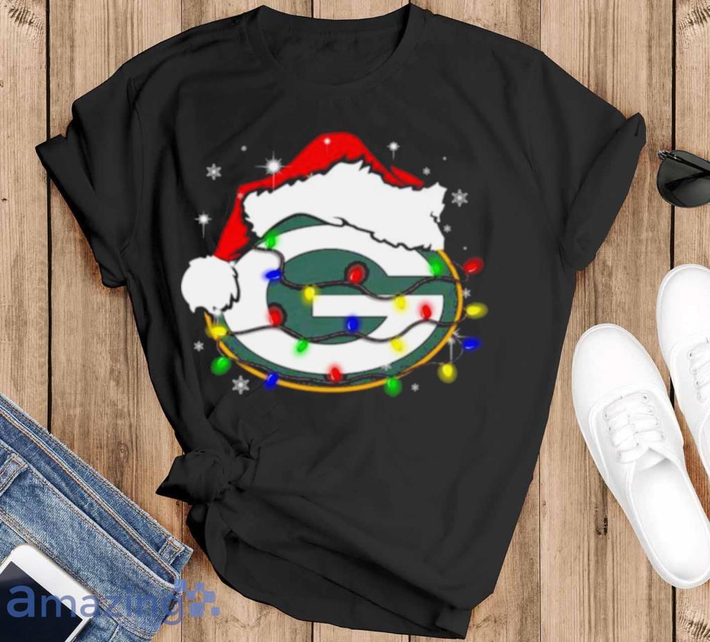 Santa Green Bay Packers Logo Lights Christmas Shirt Product Photo 1