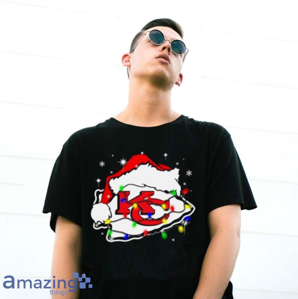 Funny Santa Kansas City Chiefs logo light Christmas Shirt - ValleyTee