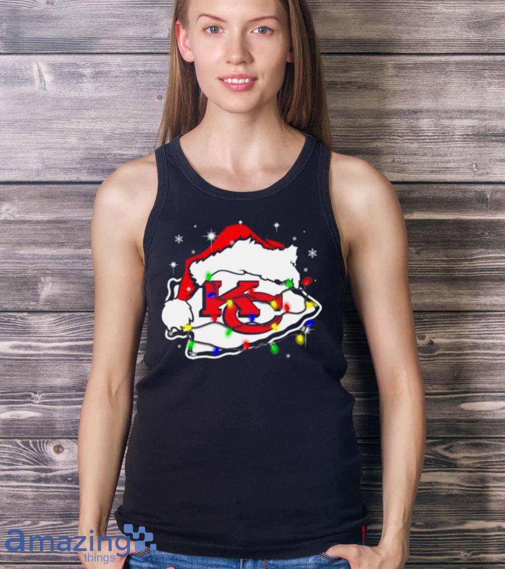 Santa Kansas City Chiefs Logo Lights Christmas Shirt