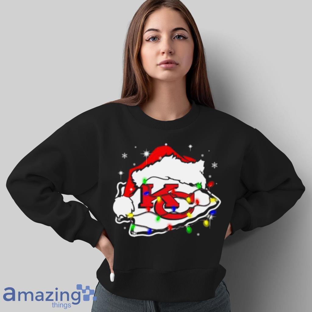 Santa Kansas City Chiefs Logo Lights Christmas Shirt