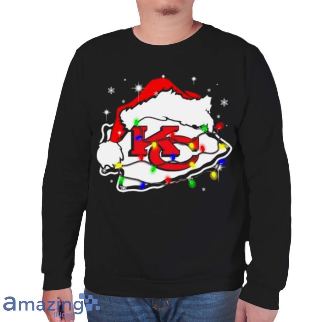 Santa Kansas City Chiefs Logo Lights Christmas Shirt