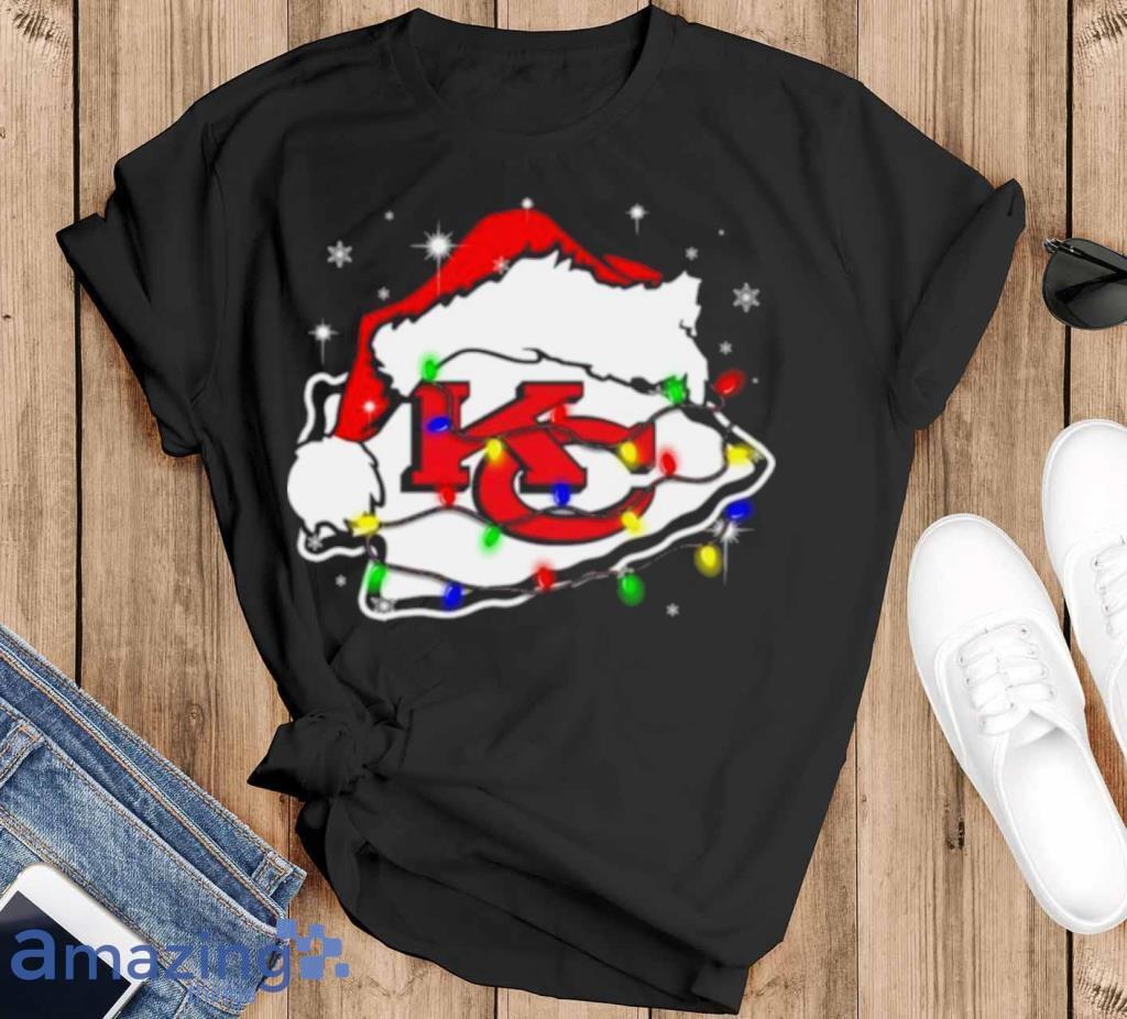 Santa Kansas City Chiefs Logo Lights Christmas Shirt