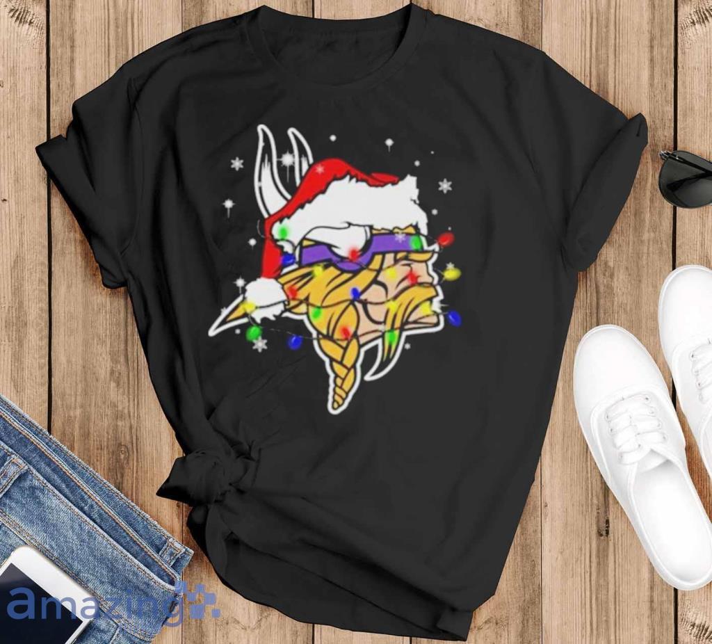 Santa Minnesota Vikings Logo Lights Christmas Shirt Product Photo 1