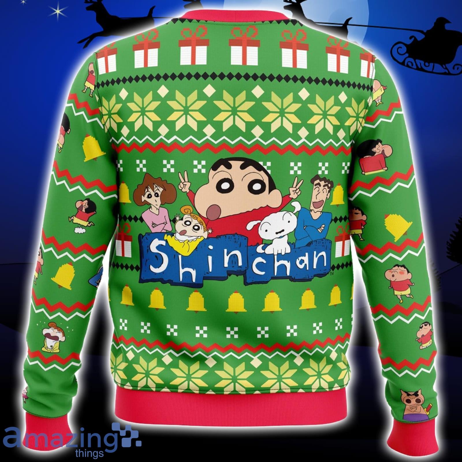 Santa Shinnosuke Crayon Shin chan Xmas Ugly Christmas Sweater Christmas Gift For Men And Women image Santa Shinnosuke Crayon Shin-chan Xmas Ugly Christmas Sweater Christmas Gift For Men And Women Product Photo 2