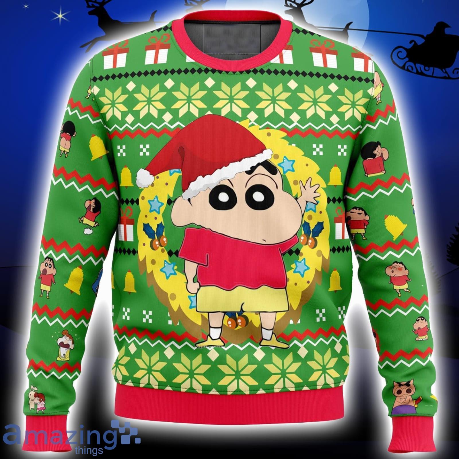 Santa Shinnosuke Crayon Shin-chan Xmas Ugly Christmas Sweater Christmas Gift For Men And Women Product Photo 1 Santa Shinnosuke Crayon Shin-chan Xmas Ugly Christmas Sweater Christmas Gift For Men And Women Product Photo 1