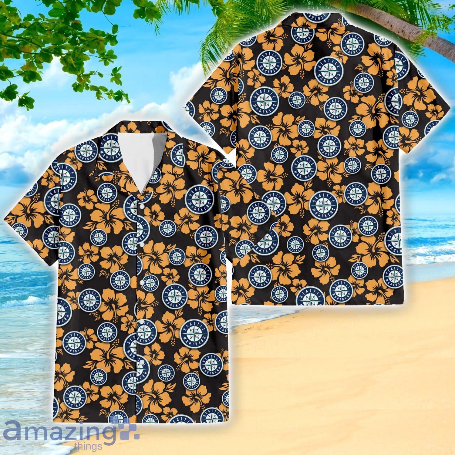 Seattle Mariners Yellow Hibiscus Tropical Hawaiian Shirt For Fans image Seattle Mariners Yellow Hibiscus Tropical Hawaiian Shirt For Fans Product Photo 2