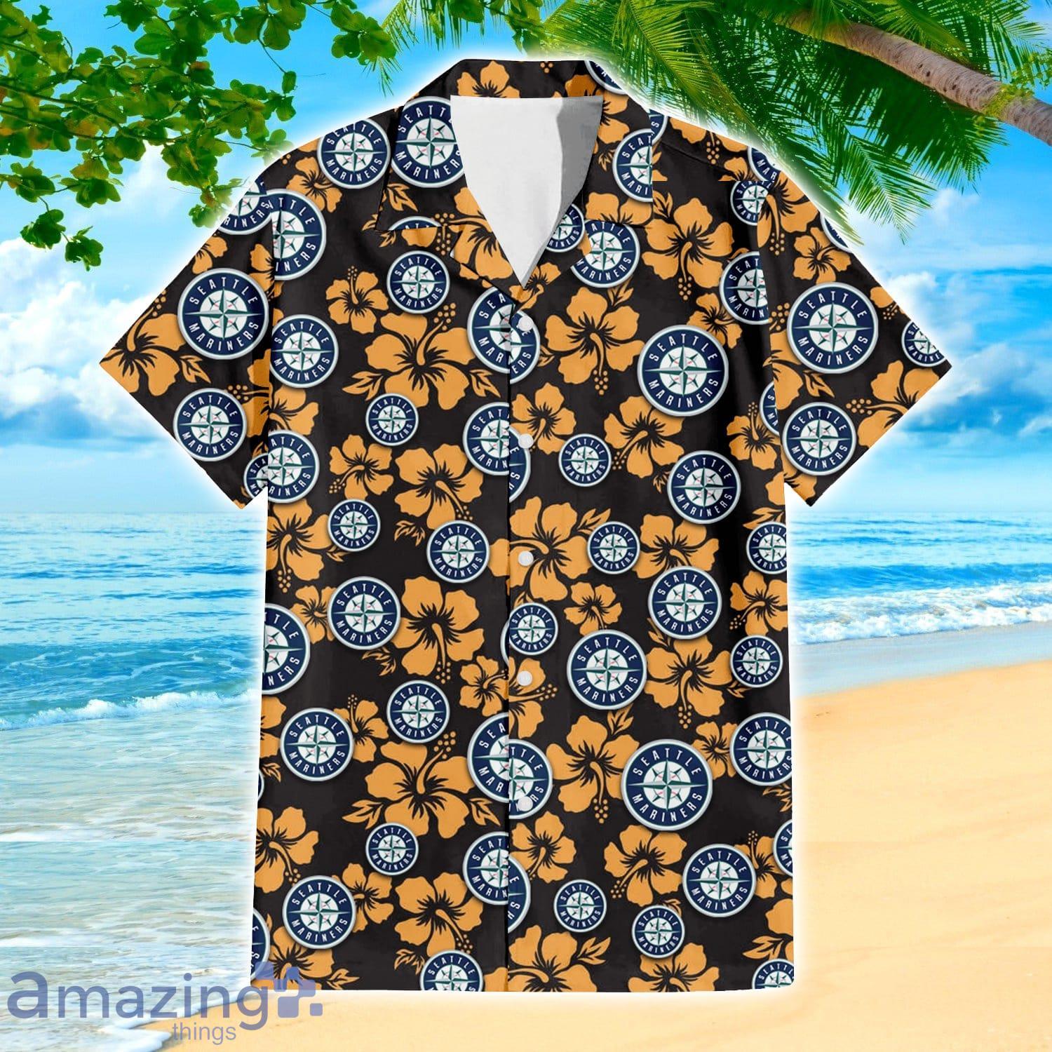 Seattle Mariners Yellow Hibiscus Tropical Hawaiian Shirt For Fans image Seattle Mariners Yellow Hibiscus Tropical Hawaiian Shirt For Fans Product Photo 4